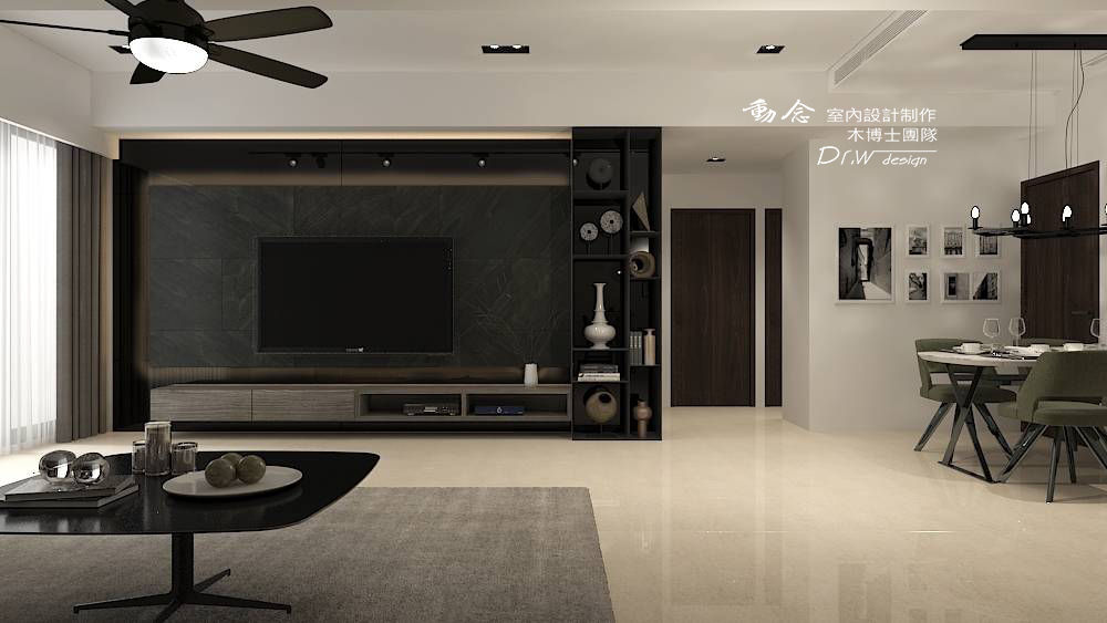 電視牆 木博士團隊/動念室內設計制作 现代客厅設計點子、靈感 & 圖片