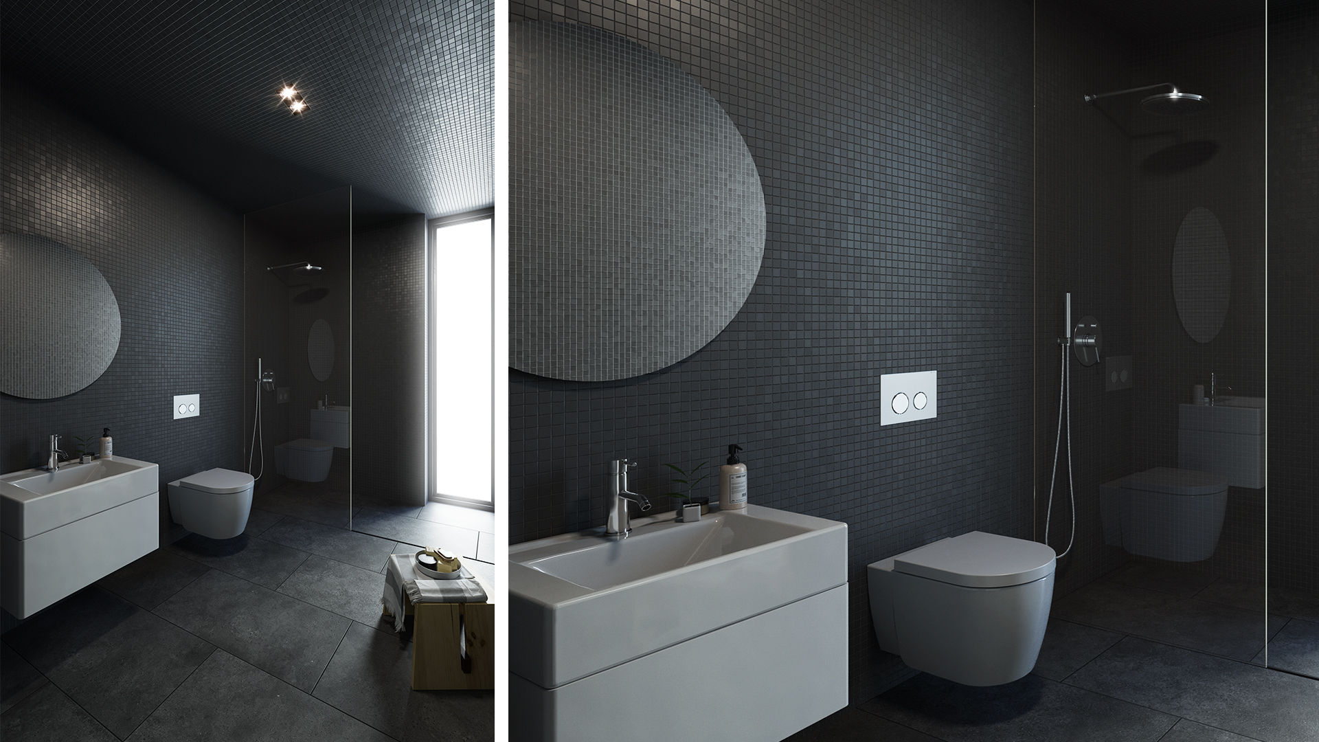 Moradia unifamiliar T3 em Loures (Casa NA), FMO ARCHITECTURE FMO ARCHITECTURE Bagno minimalista Ceramica