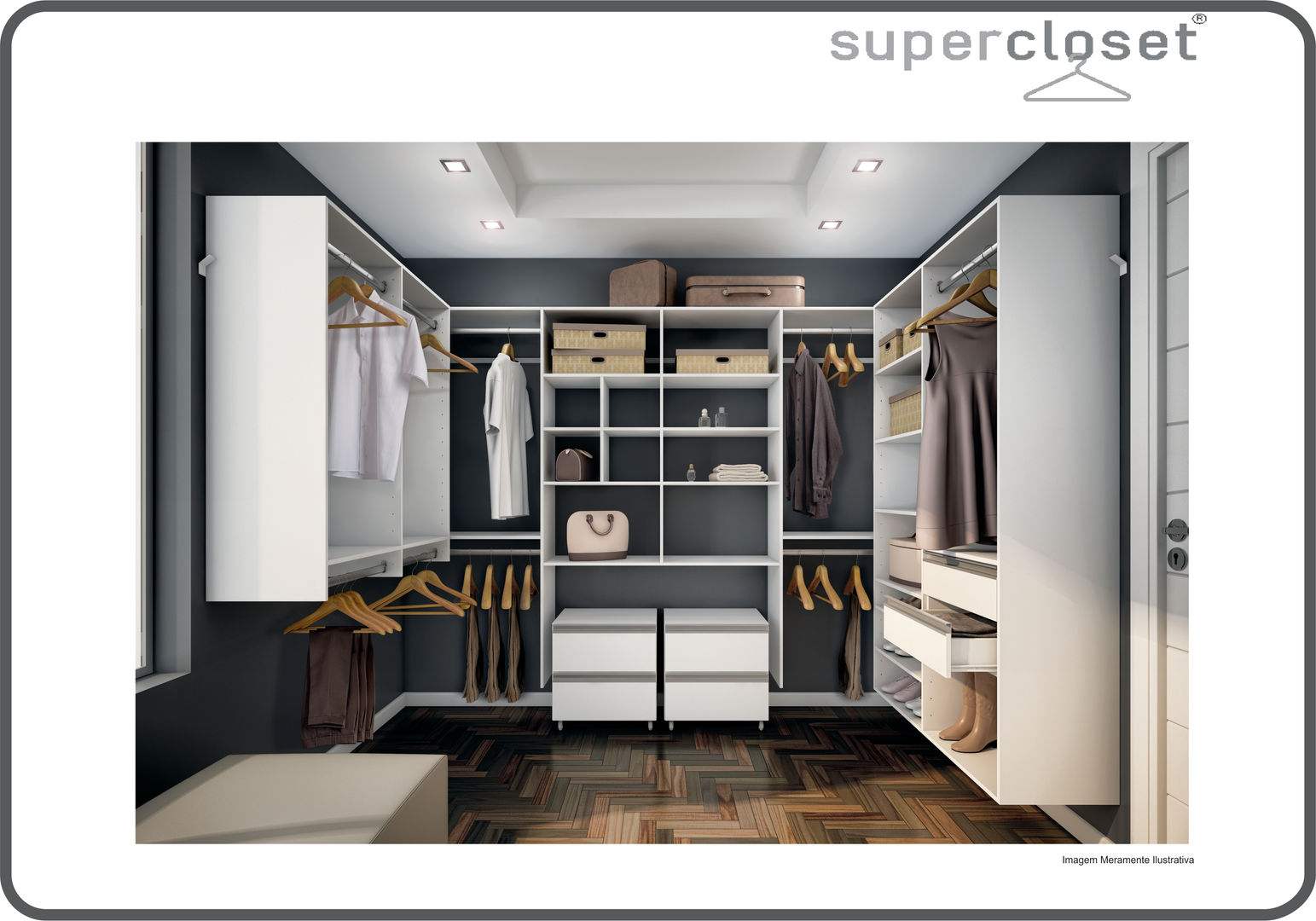 Guarda Roupa Casal Sem Portas Modelo Closet - Superclosets, SuperClosets SuperClosets 臥室 MDF 衣櫥與衣櫃