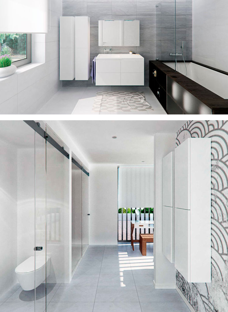 Diseño baño principal Tono Lledó Estudio de Interiorismo en Alicante Baños de estilo moderno Cerámico renders,diseño,decoración