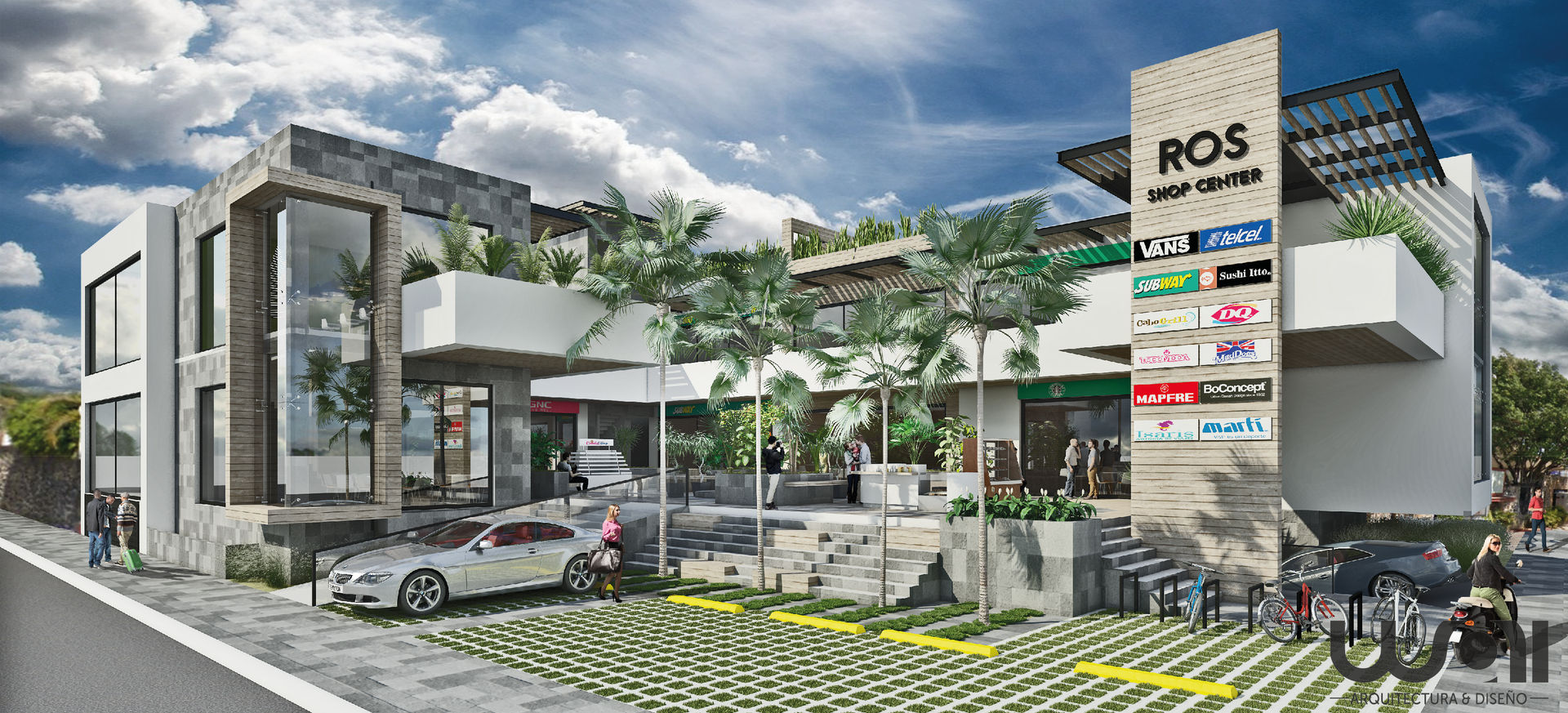 Plaza Comercial Cuernavaca, GRUPO WALL ARQUITECTURA Y DISEÑO SA DE CV GRUPO WALL ARQUITECTURA Y DISEÑO SA DE CV モダンな 家