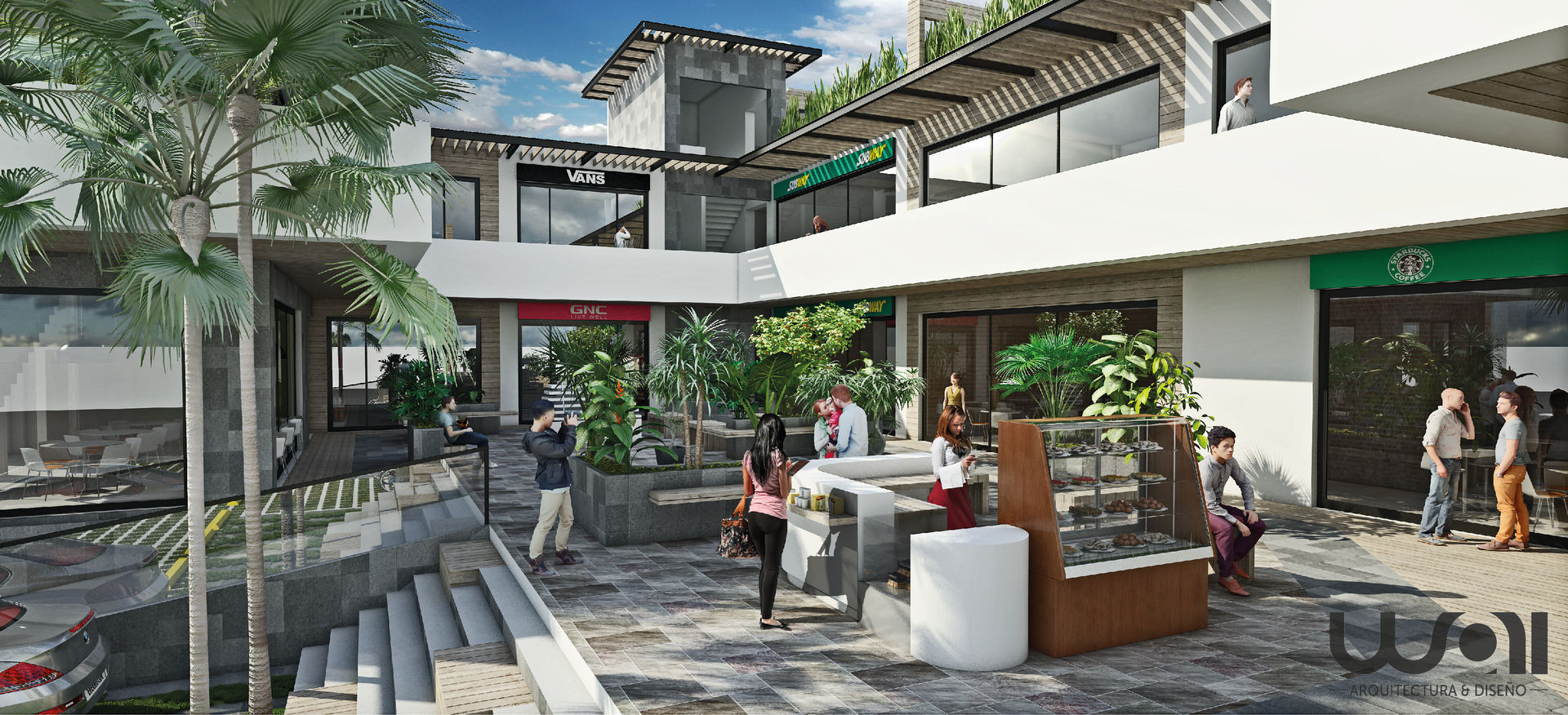 Plaza Comercial Cuernavaca, GRUPO WALL ARQUITECTURA Y DISEÑO SA DE CV GRUPO WALL ARQUITECTURA Y DISEÑO SA DE CV モダンな 家