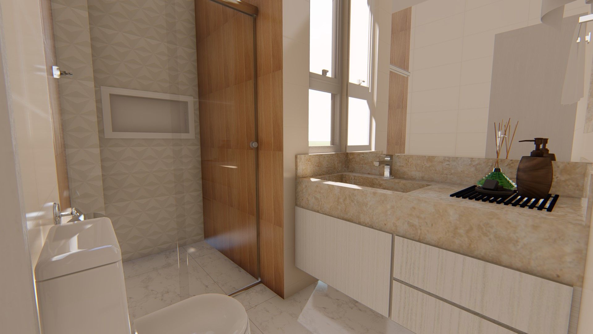 Apartamento Moderno, Fark Fark Ванная комната в стиле модерн Мрамор
