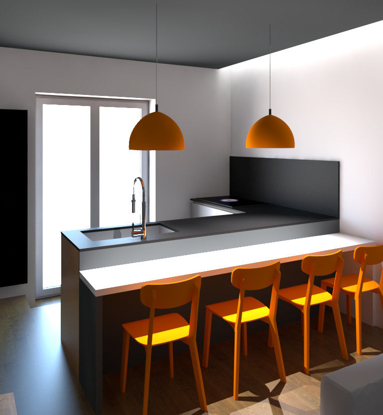 Trasformazione in open space di un appartamento con cucina e ingresso separati , G&S INTERIOR DESIGN G&S INTERIOR DESIGN Built-in kitchens
