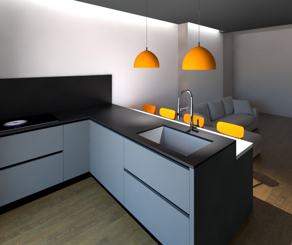 Trasformazione in open space di un appartamento con cucina e ingresso separati , G&S INTERIOR DESIGN G&S INTERIOR DESIGN Built-in kitchens