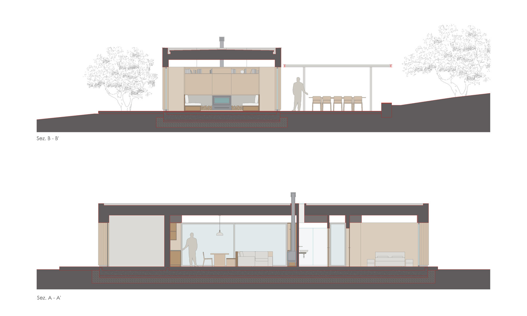 Xlam wooden house sections plan ALESSIO LO BELLO ARCHITETTO a Palermo