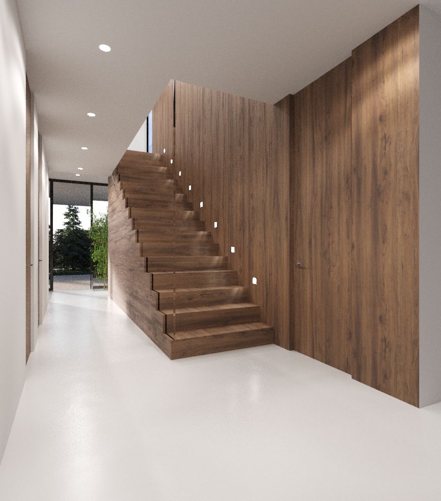 Moradia Unifamiliar de linhas bem modernas em Vila Franca de Xira, Nuno Ladeiro, Arquitetura e Design Nuno Ladeiro, Arquitetura e Design Modern Corridor, Hallway and Staircase