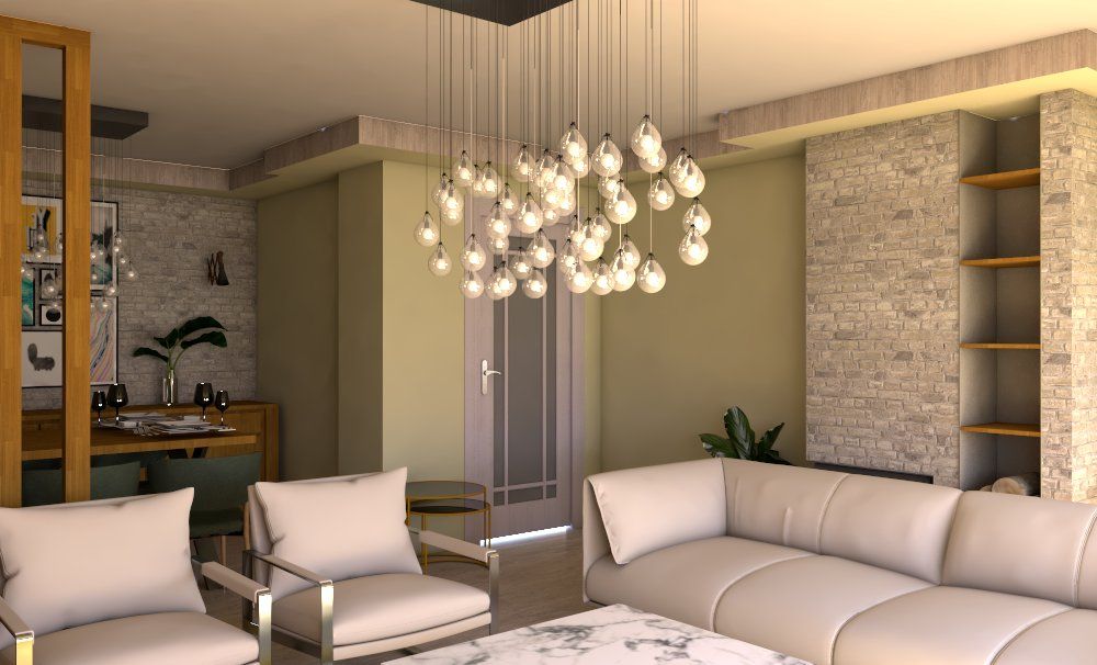 UG EVİ - Salon Tasarımı Este Mimarlık Tasarım Uygulama Modern Oturma Odası Tekstil Altın Sarısı Kanepe & Koltuklar