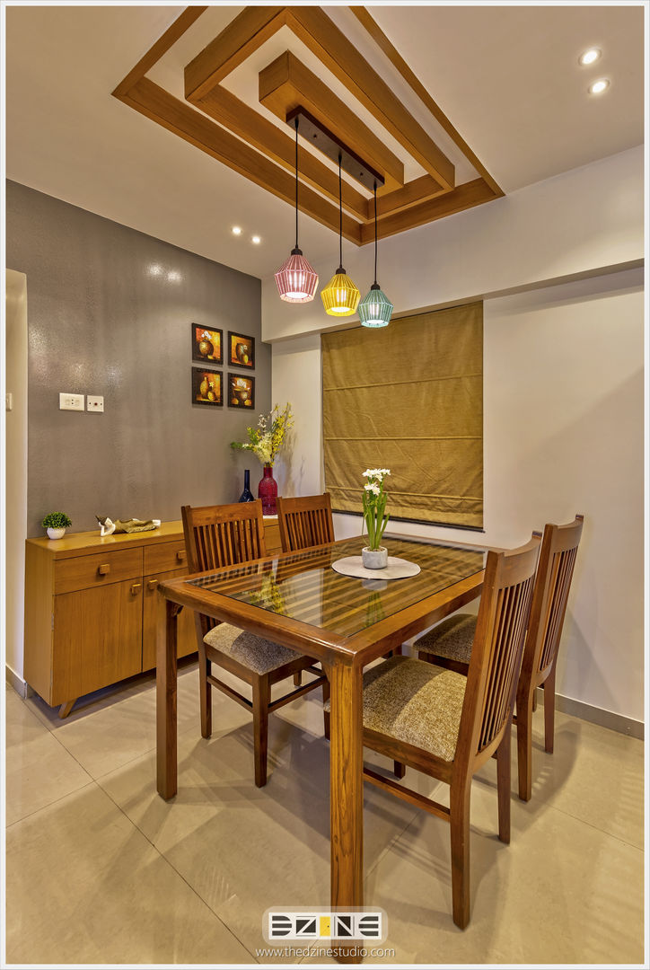 2BHK apartment in Pune , The D'zine Studio The D'zine Studio 미니멀리스트 다이닝 룸 그릇 & 유리 제품