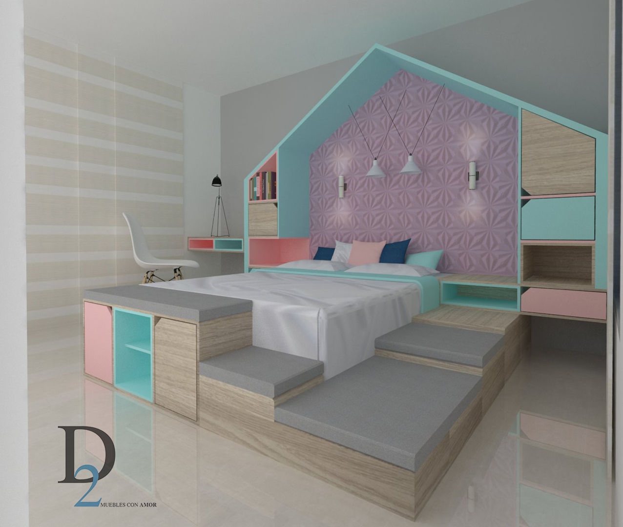 Diseño interior y mobiliario casa familiar , D2 ARQUITECTURA Y MOBILIARIO D2 ARQUITECTURA Y MOBILIARIO Girls Bedroom Wood Wood effect