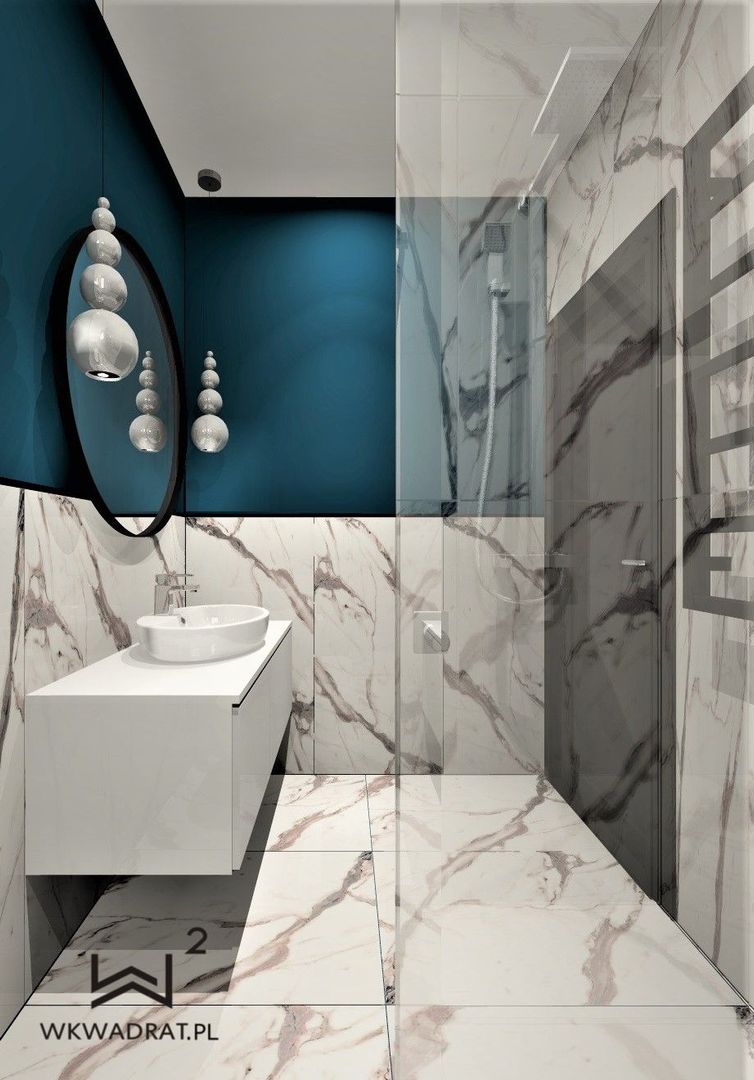 Łazienka gościnna w domie pod Toruniem, Wkwadrat Architekt Wnętrz Toruń Wkwadrat Architekt Wnętrz Toruń Modern style bathrooms Stone