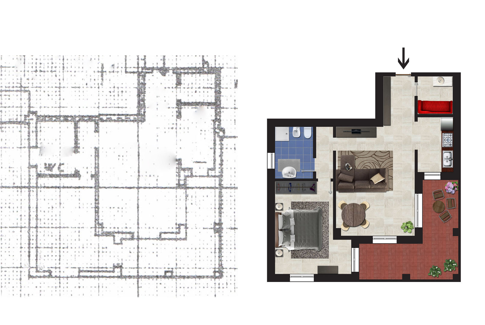 Planimetria Realistica di un Appartamento in Vendita, Planimetrie Realistiche Planimetrie Realistiche Modern houses