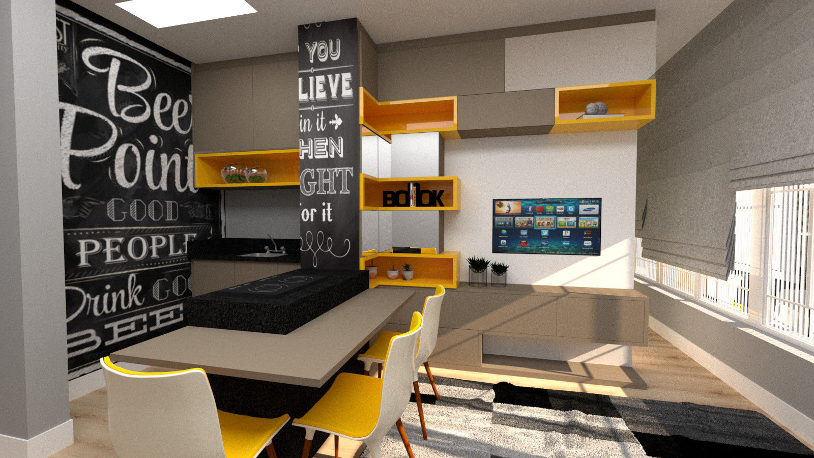 LIVING CONCEITO ABERTO JR DECOR - Design de Interiores Modern Living Room LIVING,SALA DE ESTAR,COZINHA