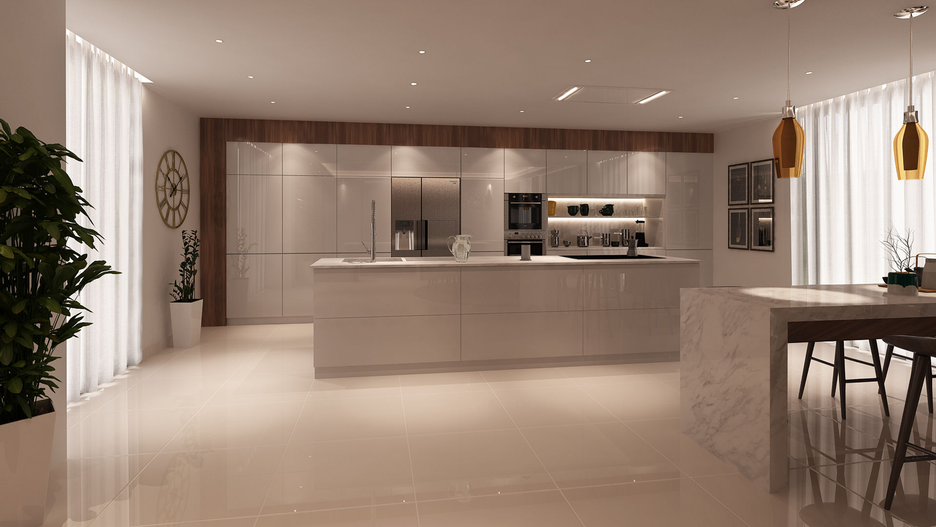 Projecto 3D -Cozinha e Sala de Jantar - Braga, Alpha Details Alpha Details モダンな キッチン