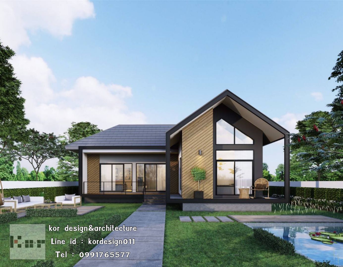 งานออกแบบบ้านชั้นเดียว รหัส MD1-005, K.O.R. Design&Architecture K.O.R. Design&Architecture 一戸建て住宅 鉄筋コンクリート