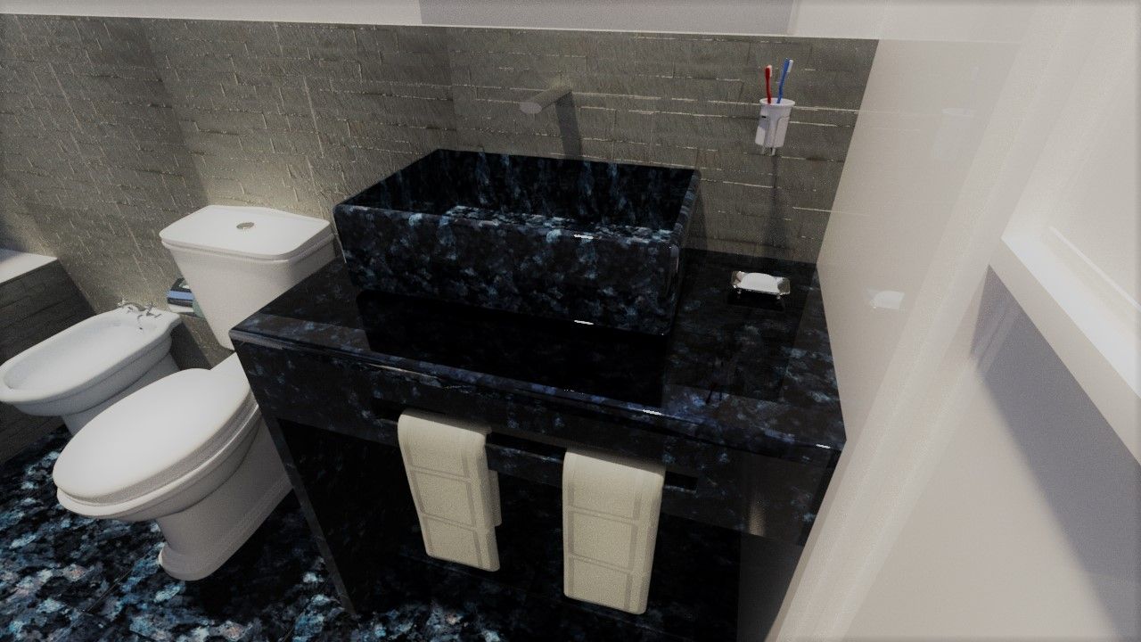 Arredamento bagno in Blue Pearl., Zisa Marmi s.r.l. Zisa Marmi s.r.l. Modern Banyo