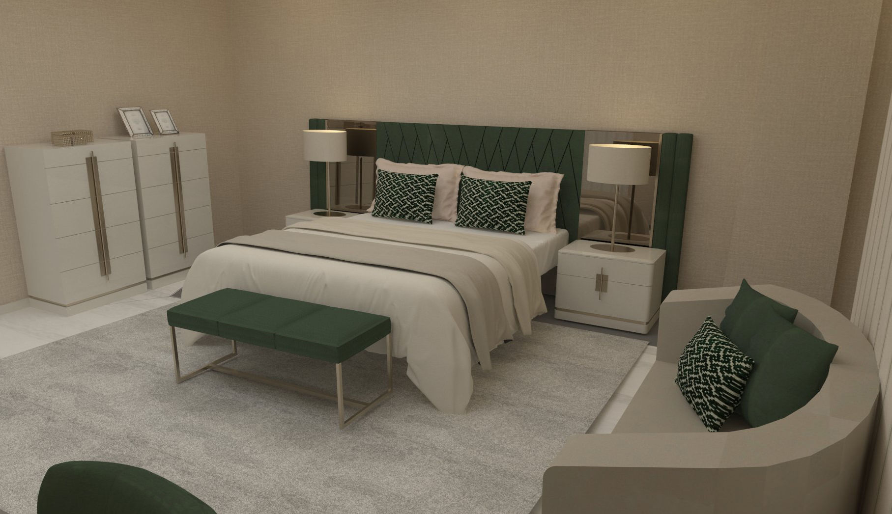 Verde... cor da esperança e do descanso! Casativa Interiores Quartos modernos quarto suite,quarto verde,dinamismo