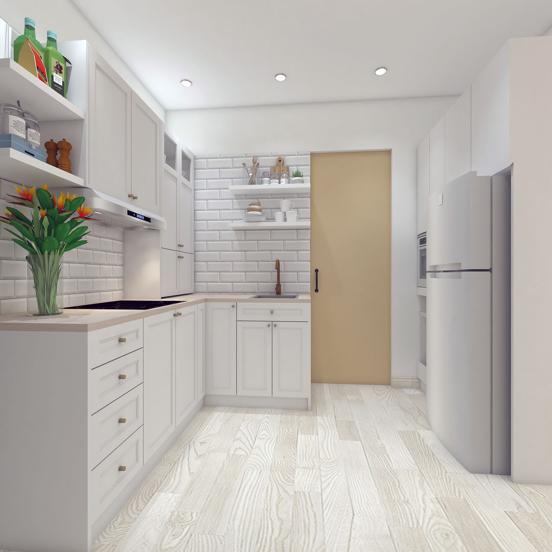 Apartment Puri Mansion , DSL Studio DSL Studio Small kitchens Wood Beige