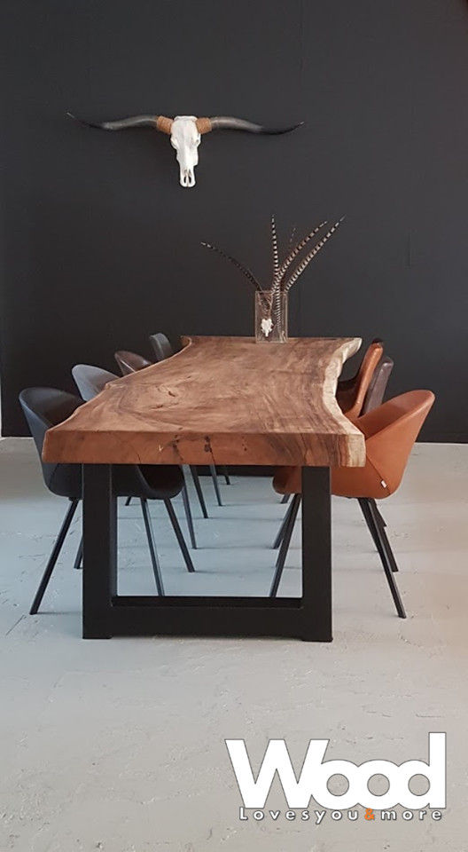 Suarhouten prachtstukken voor dé blikvanger in jouw huis, Woodlovesyou&more Woodlovesyou&more Industrial style kitchen Wood Wood effect Tables & chairs