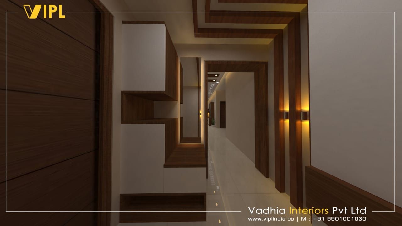 3 BHK Interiors For Mr Dileep , Vadhia Interiors Pvt Ltd Vadhia Interiors Pvt Ltd Коридор, прихожая и лестница в модерн стиле