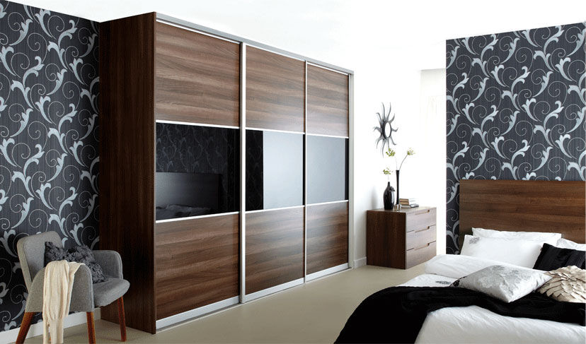 Dark Walnut Box Sliding Door Wardrobes London Metro Wardrobes London 모던스타일 침실 옷장 & 벽장