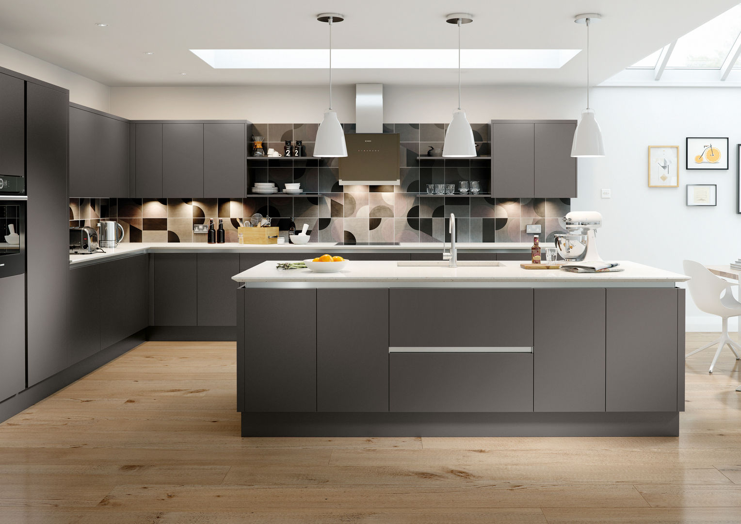 Vivo Matt Anthracite Fitted Kitchens London Metro Wardrobes London مطبخ Cabinets & shelves