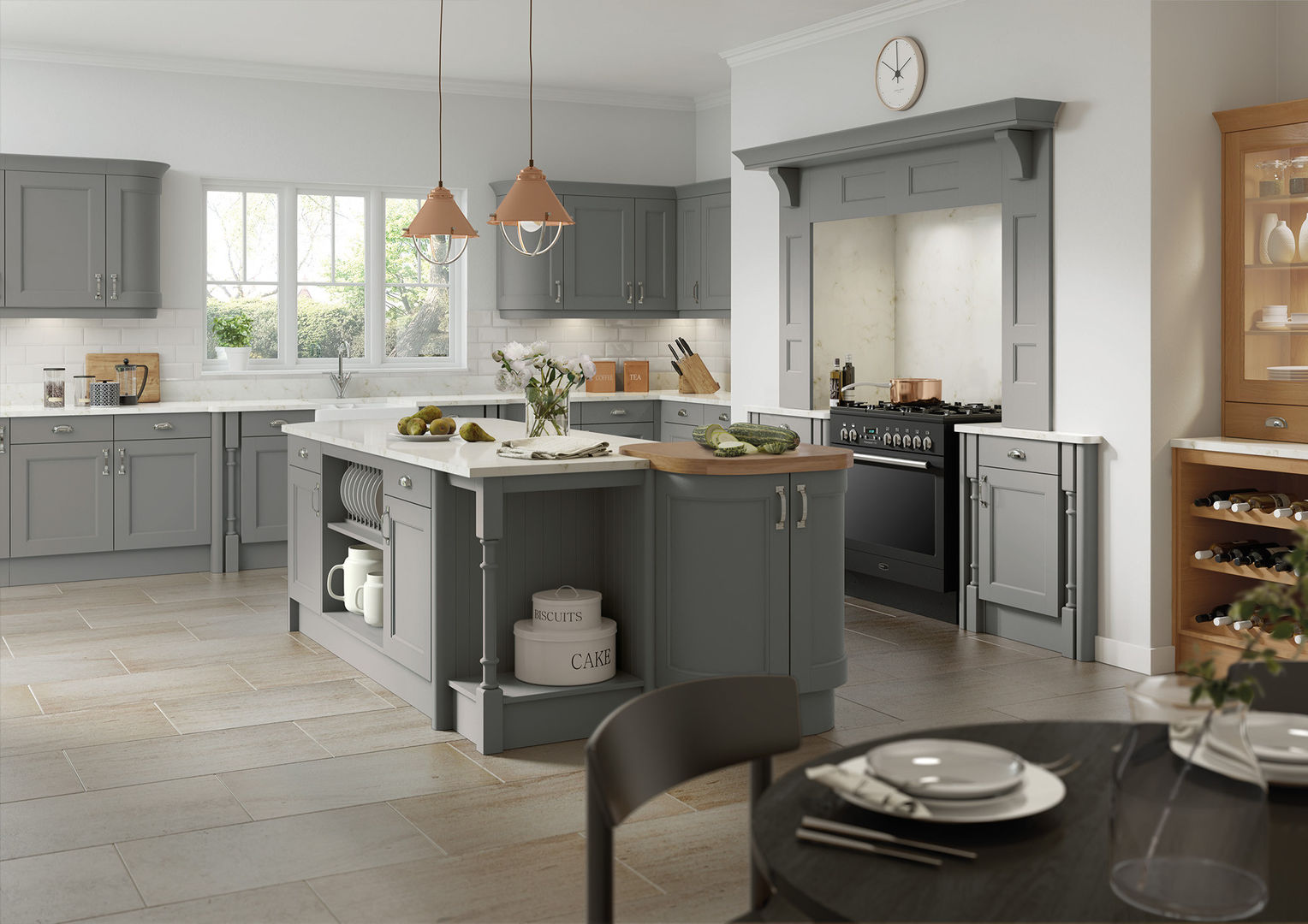 Windsor Grey Fitted Kitchens London Metro Wardrobes London Cocinas de estilo moderno Estanterías y gavetas