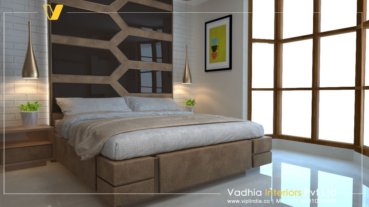 3 BHK Interiors For Mr Dileep , Vadhia Interiors Pvt Ltd Vadhia Interiors Pvt Ltd Спальня в стиле модерн Кровати и изголовья