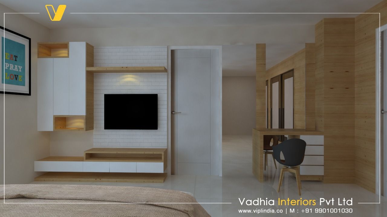 3 BHK Interiors For Mr Dileep , Vadhia Interiors Pvt Ltd Vadhia Interiors Pvt Ltd Гостиная в стиле модерн Мебель для медиа комнаты