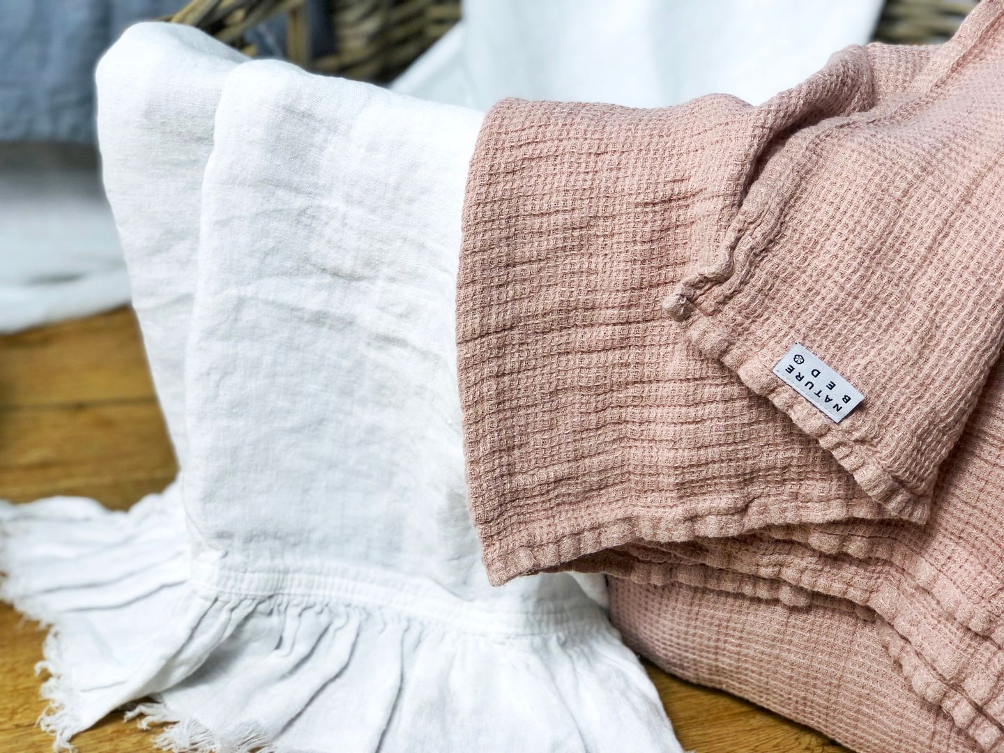 Len w lazience, NatureBed NatureBed Kamar Mandi Gaya Rustic Flax/Linen Pink Textiles & accessories