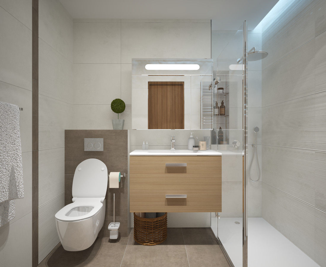 Квартира молодого человека, г. Видное, lesadesign lesadesign Minimalist style bathrooms