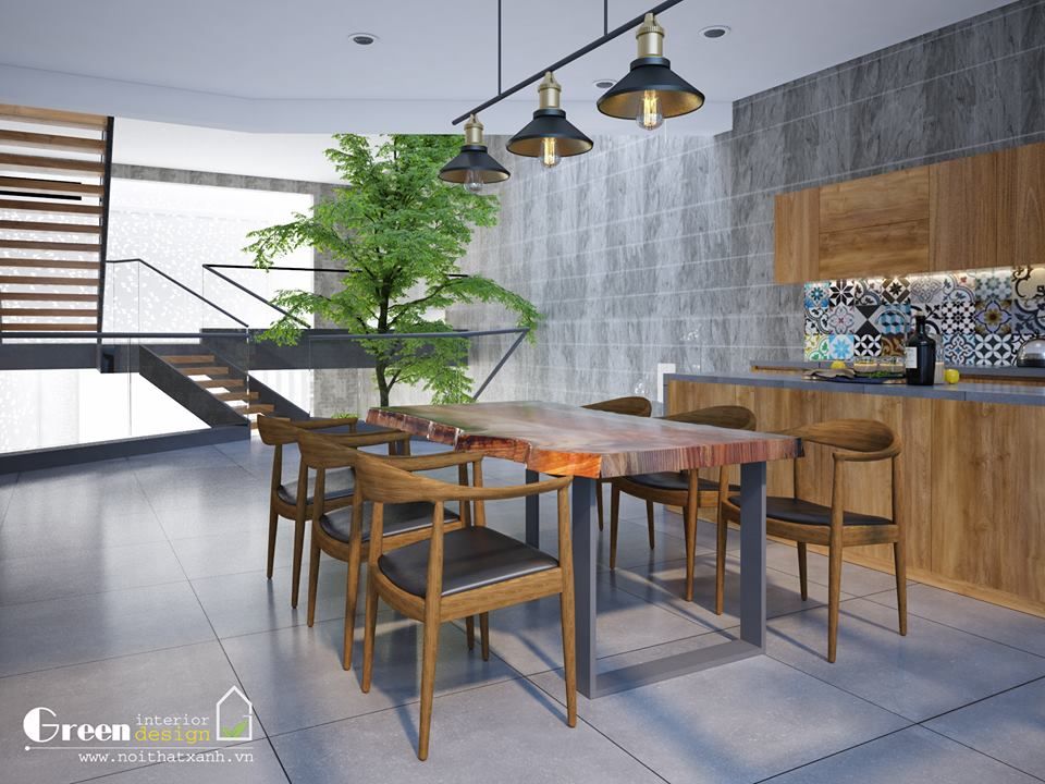 NHÀ PHỐ CAO BẰNG TRÀN NGẬP ÁNH SÁNG , Green Interior Green Interior Nowoczesna jadalnia