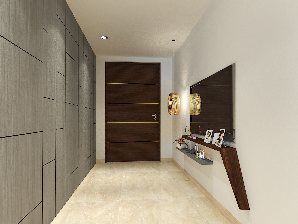 Apartment at DLF The Crest, Golf Course Road, The Workroom The Workroom Modern Koridor, Hol & Merdivenler