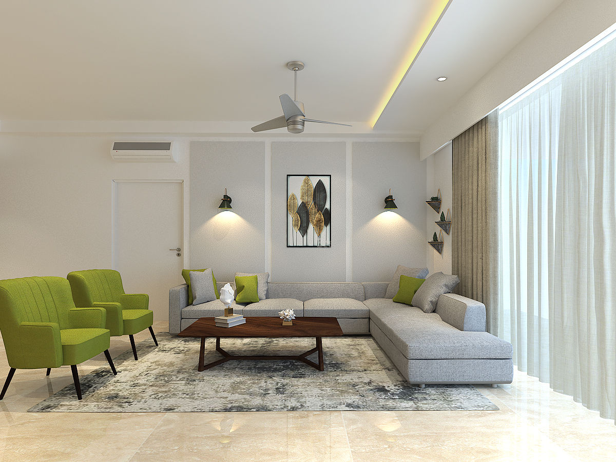 Apartment at DLF The Crest The Workroom Modern living room living room,grey living room,grey