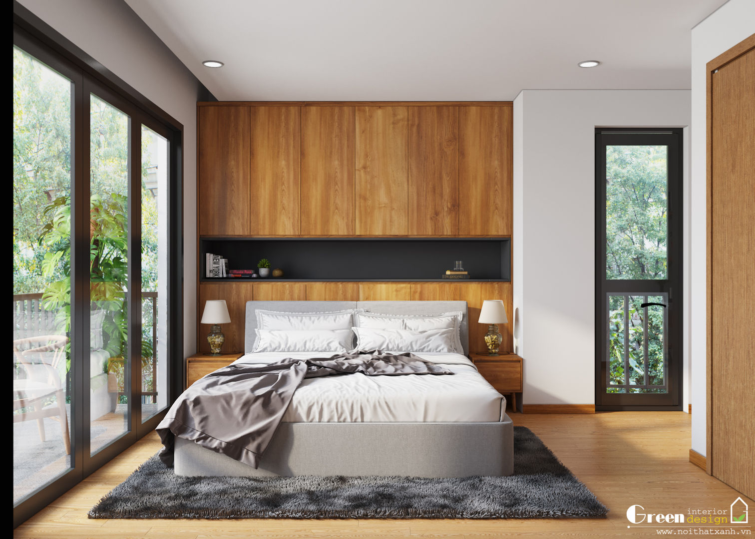 BIỆT THỰ VINHOMES THĂNG LONG : CÓ CĂN NHÀ NẰM NGHE NẮNG MƯA, Green Interior Green Interior Kamar tidur kecil