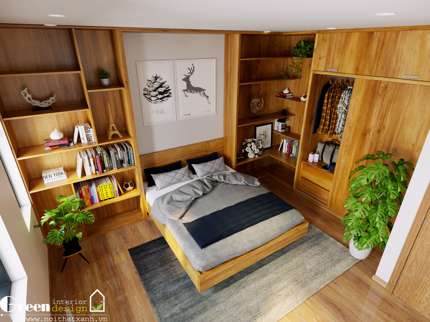 BIỆT THỰ VINHOMES THĂNG LONG : CÓ CĂN NHÀ NẰM NGHE NẮNG MƯA, Green Interior Green Interior Modern style bedroom