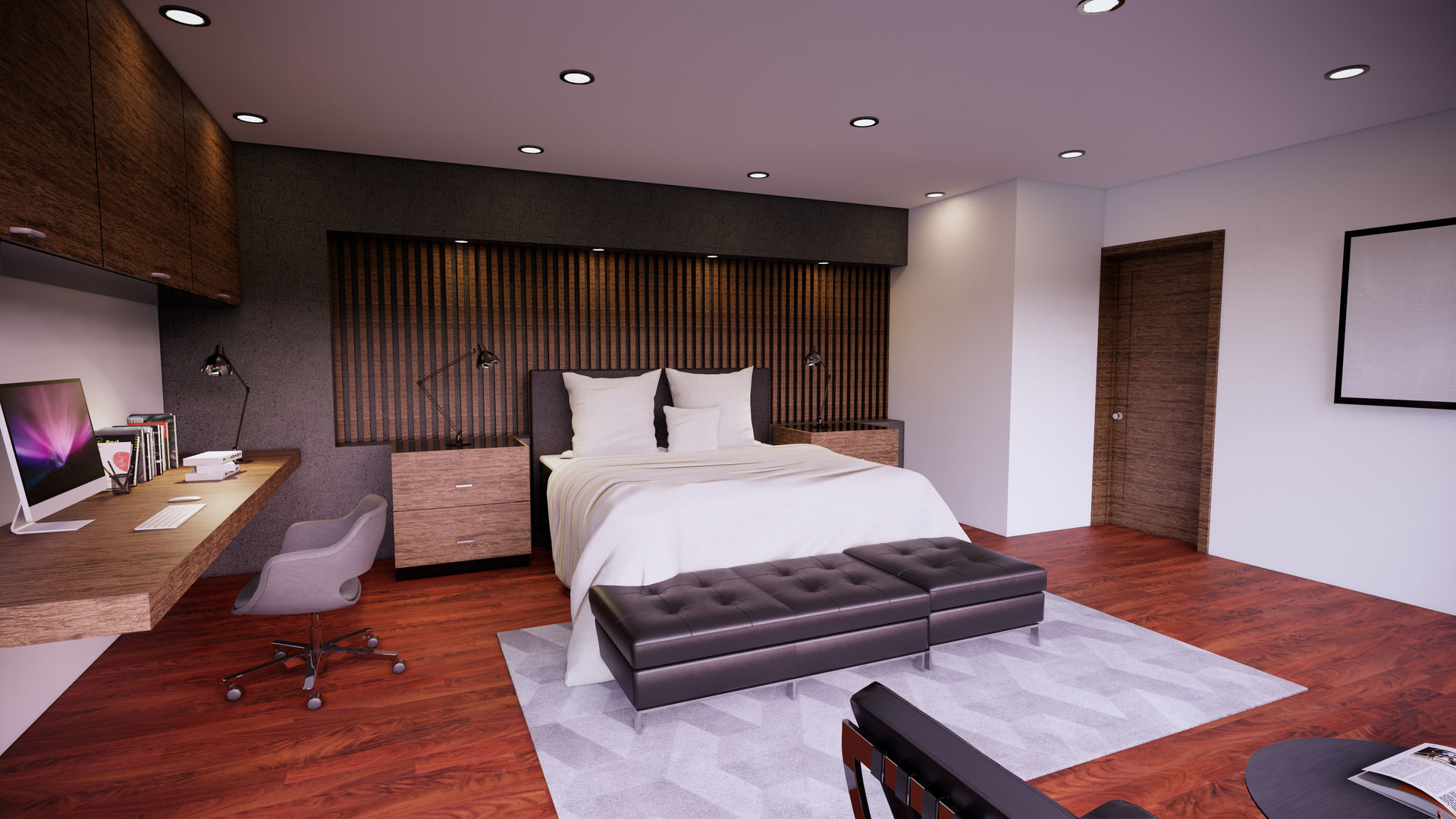 REMODELACIÓN DE RECAMARA PRINCIPAL PENTHOUSE PABELLON BOSQUES., WORK BIM WORK BIM Chambre moderne Bois Effet bois