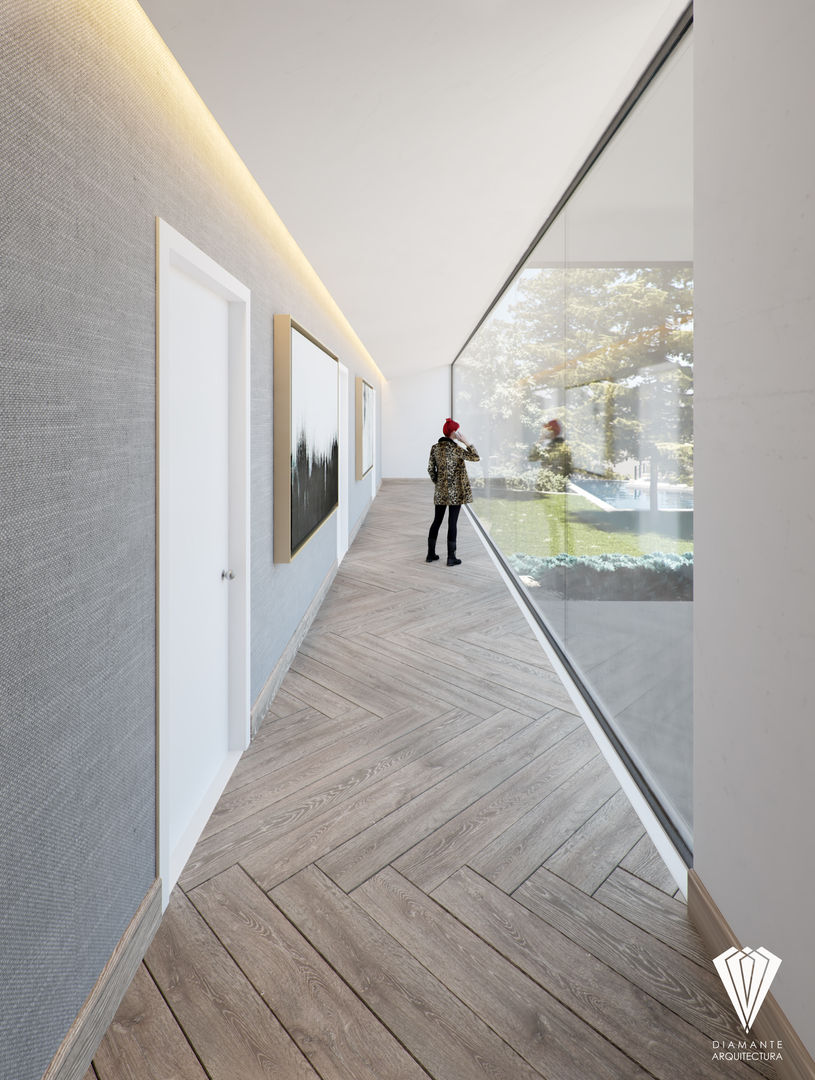 Casa V-16, Diamante Arquitectura Diamante Arquitectura Modern corridor, hallway & stairs