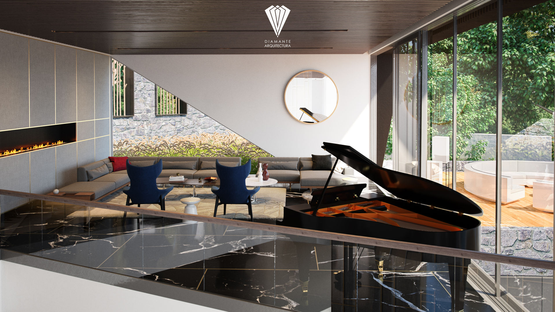 Sala de estar Diamante Arquitectura Salones modernos sala,moderno,estilo,contemporaneo,newluxuy