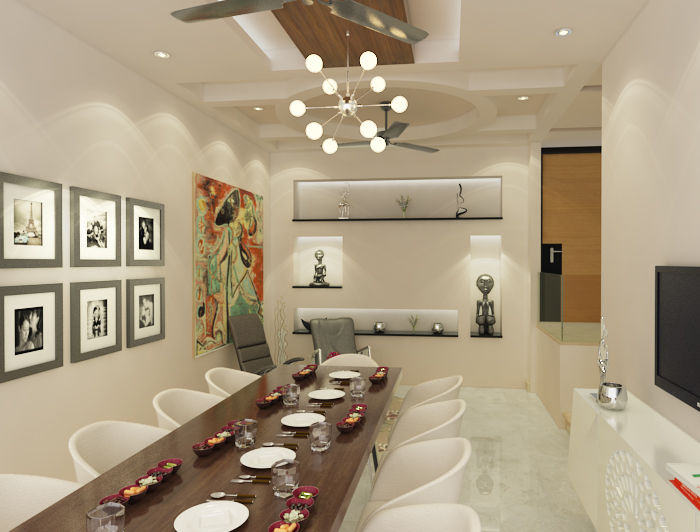 Dheeraj Residence, Meera Bagh, New Delhi, Space Interface Space Interface Salas de jantar ecléticas