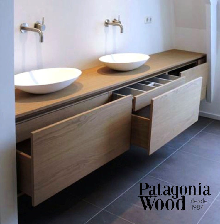 VANITORYS, Patagonia wood Patagonia wood Phòng tắm phong cách hiện đại Gỗ thiết kế Transparent Sinks