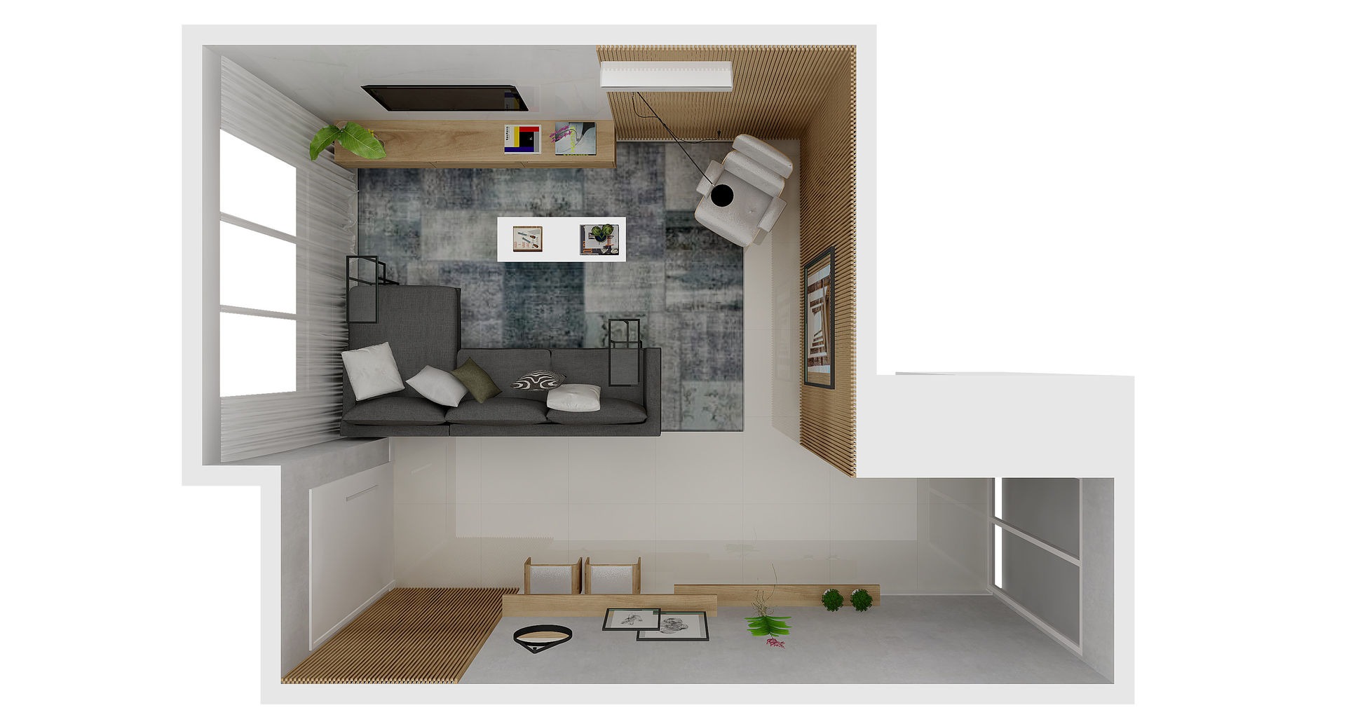 Sala para Relaxar e Receber, ArquitetureSe - Projetos de Arquitetura e Interiores à distância ArquitetureSe - Projetos de Arquitetura e Interiores à distância Modern living room Wood Wood effect