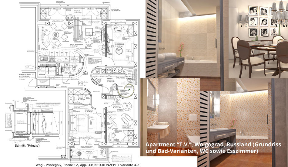 Innenarchitektonische Neugestaltung Apartment "T.V." - Wolgograd, Russland, GID / GOLDMANN-INTERIOR-DESIGN GID / GOLDMANN-INTERIOR-DESIGN Baños de estilo moderno