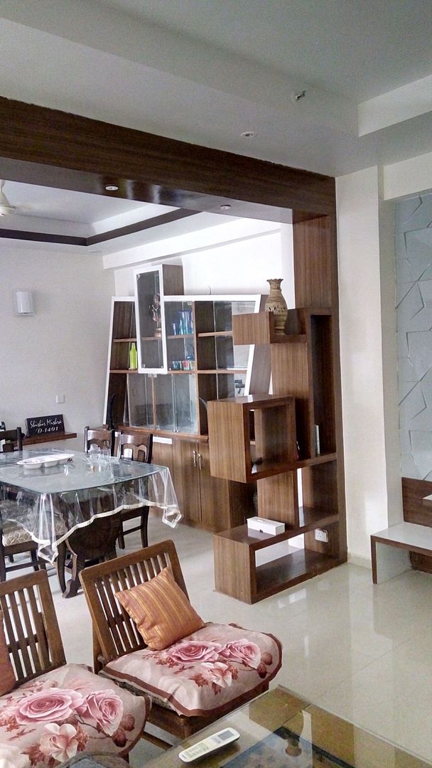 Residence -Noida, SHUFFLE DESIZN SHUFFLE DESIZN Ruang Makan Modern Kayu Buatan Transparent