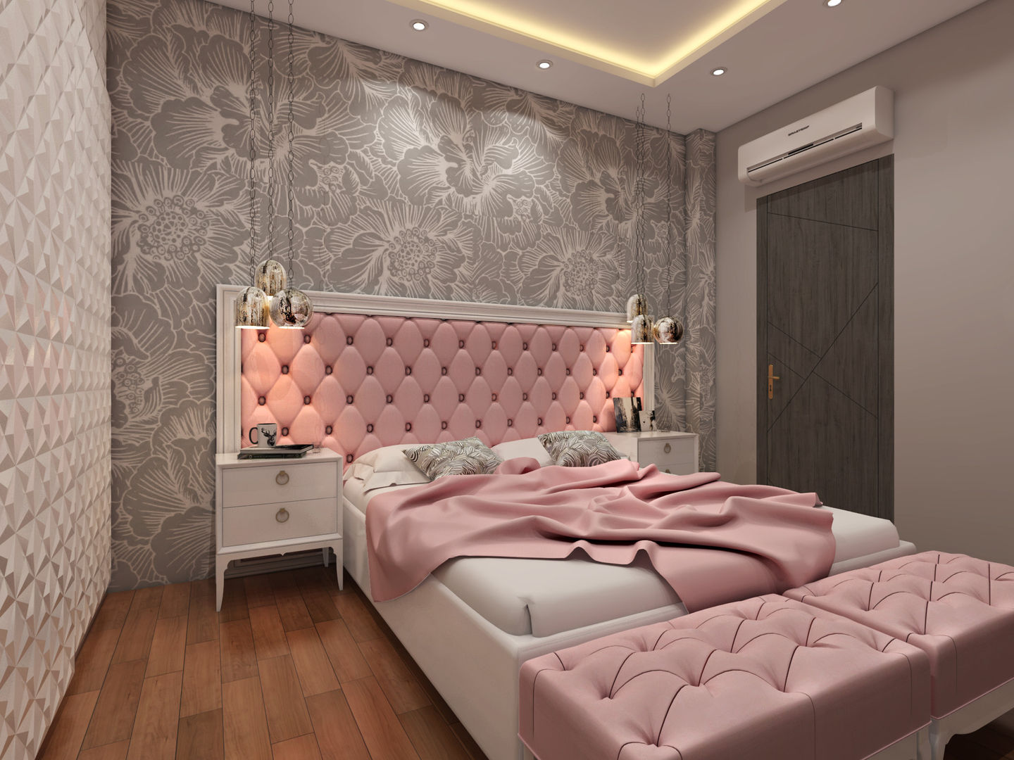 4 BHK Independent House , Paimaish Paimaish Modern style bedroom Textile Amber/Gold Beds & headboards