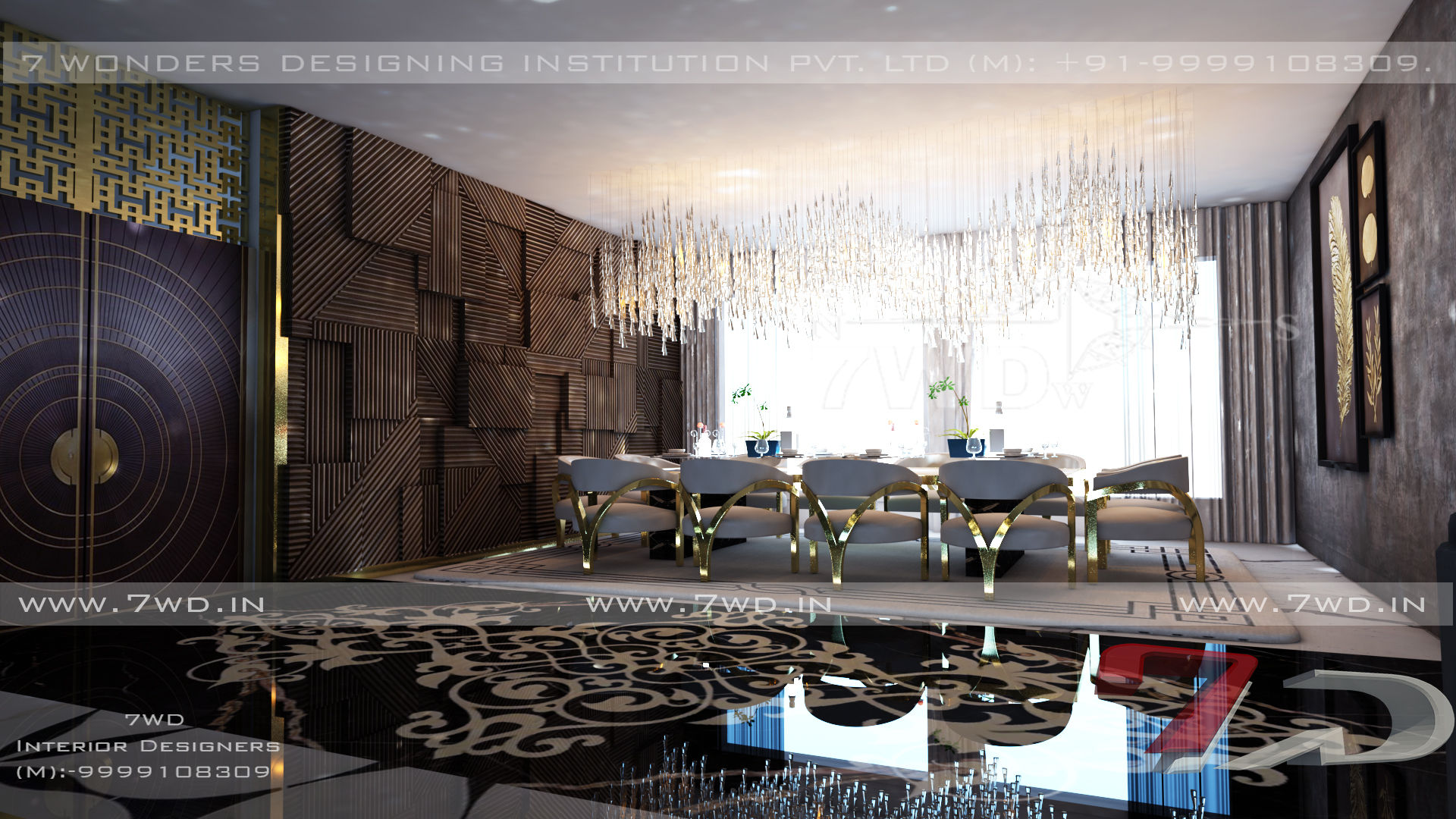 Gold Luxe Interior, 7WD Design Studio 7WD Design Studio Ruang Makan Modern