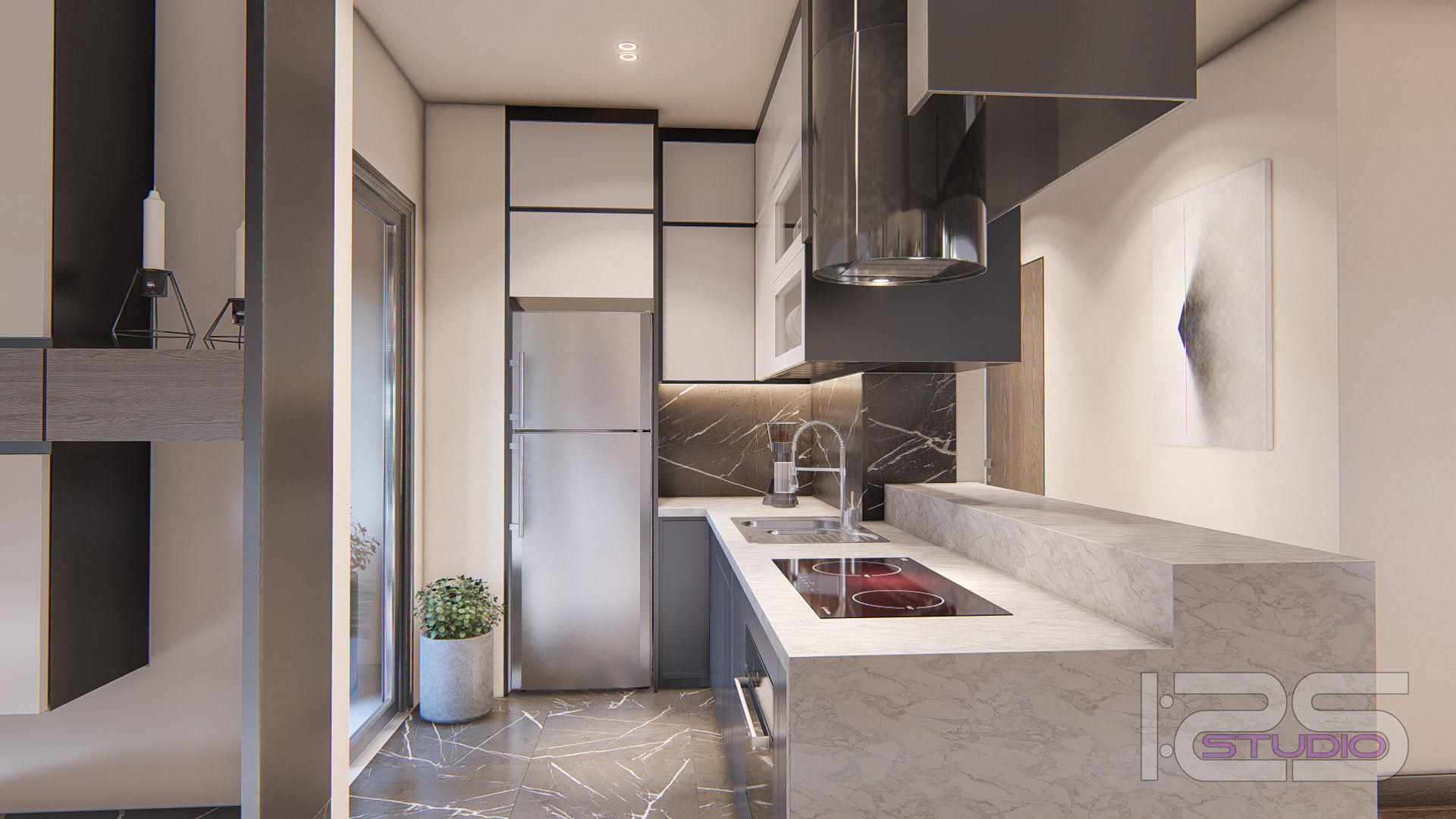 Vivienda departamento "Gallardo", 1:25 Studio 1:25 Studio Dapur built in