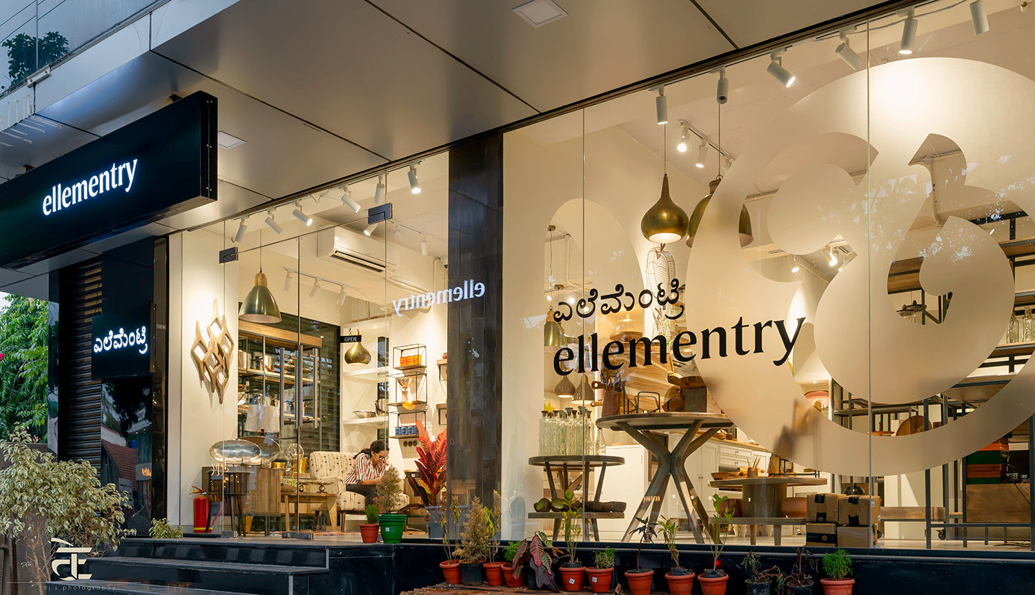 Ellementry retail store , Bangalore , flamingo architects flamingo architects Ruang Komersial Keramik Kantor & toko