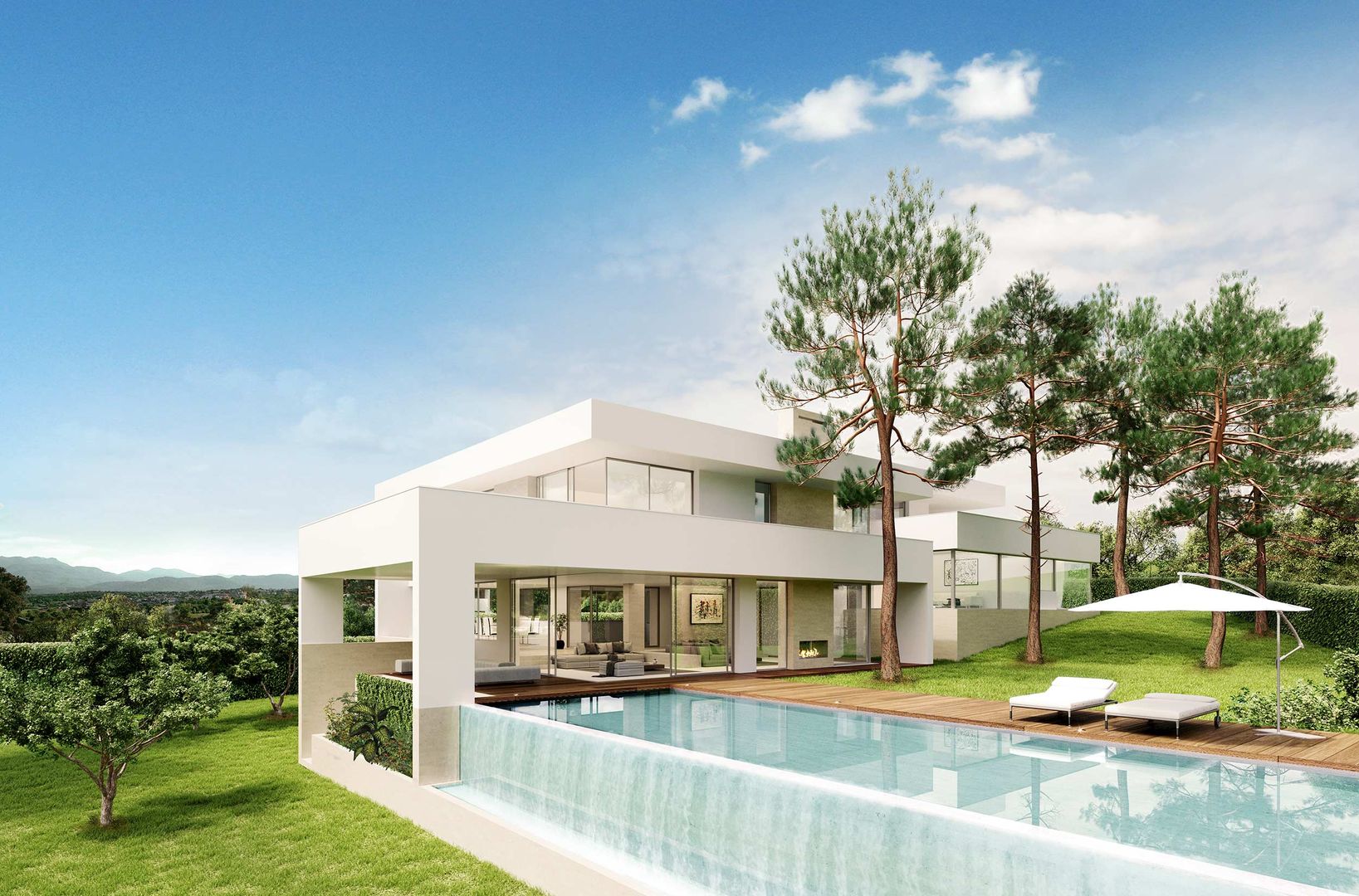 Jardín y piscina Otto Medem Arquitecto vanguardista en Madrid Casas unifamiliares