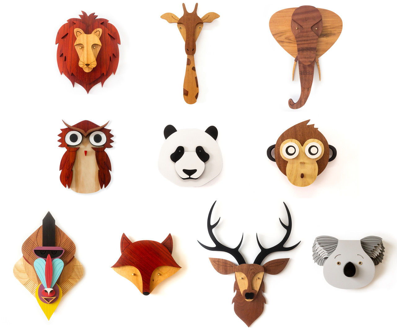 MW Kids - Animal Heads Collection, My Woodings - Woodworks My Woodings - Woodworks 아이방 솔리드 우드 멀티 컬러 액세서리 & 장식